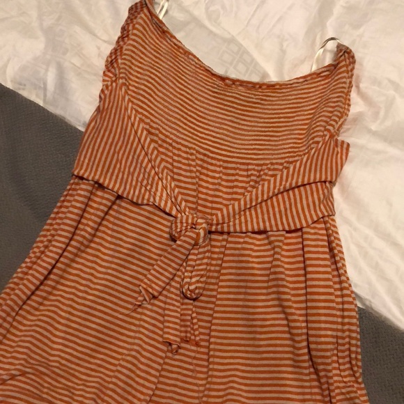 BCBGMaxAzria orange and white strapless top - Picture 2 of 3